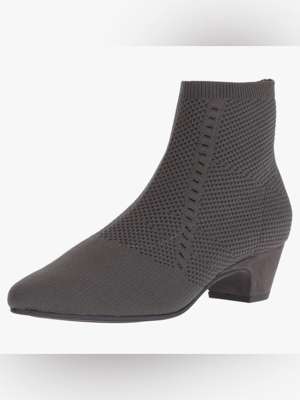 Eileen Fisher Purl Knit Pointed Toe Ankle Boot Booties in Charcoal Gray NEW 7.5